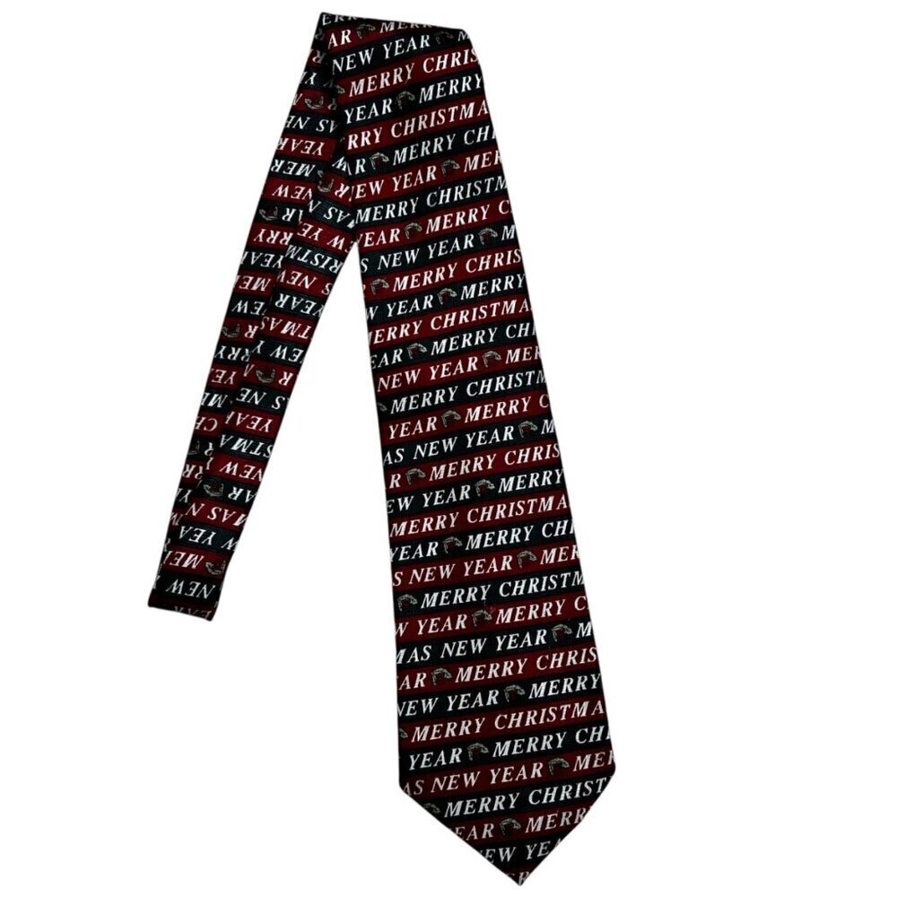 Merry Christmas New Year Tie Green Red Holiday Festive